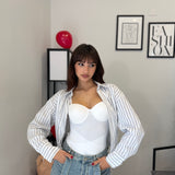 Camicia Crop rigata 9721