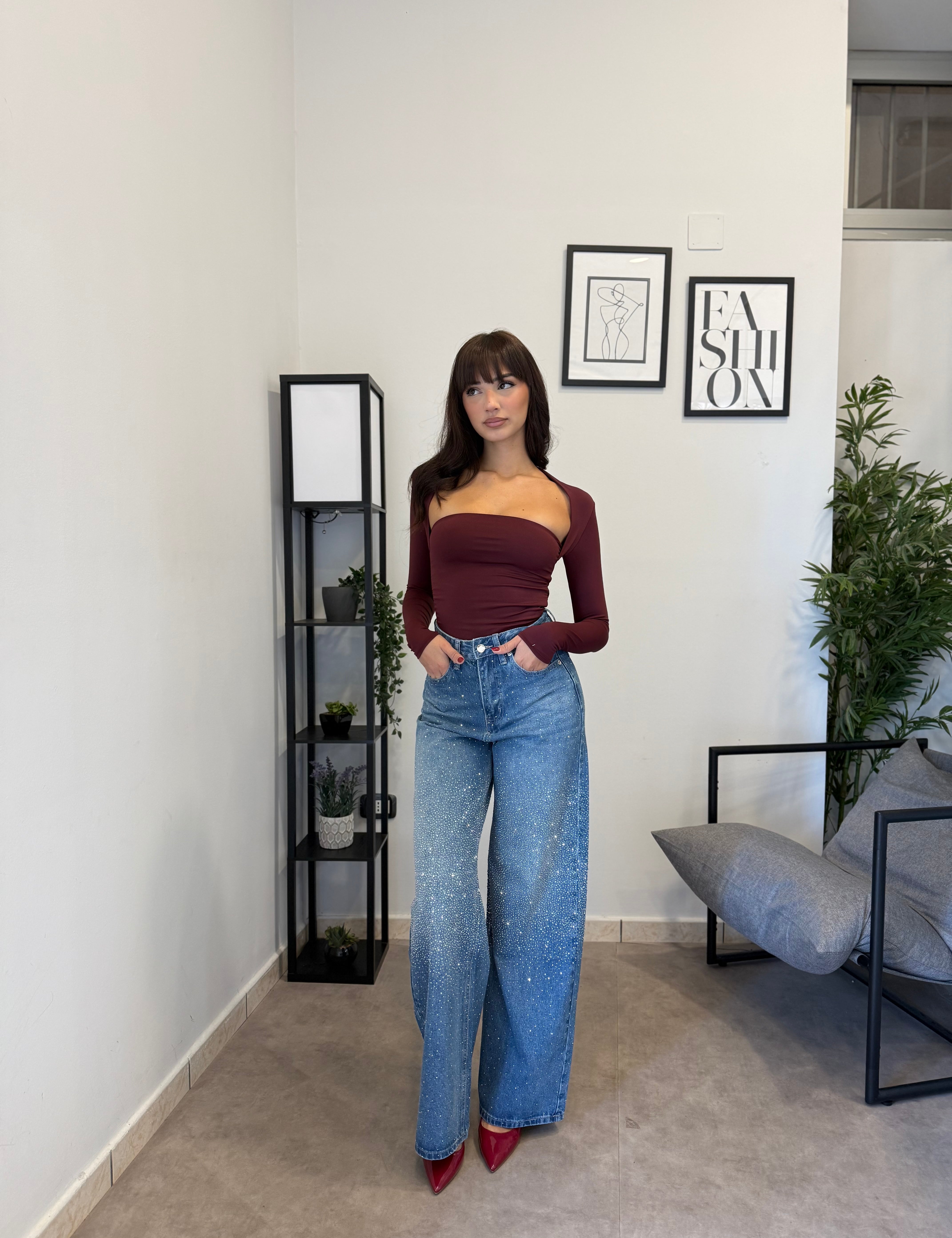Jeans Full strass Chiaro 3435