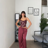 Pantalone Effetto Satin - Bordeaux 2420