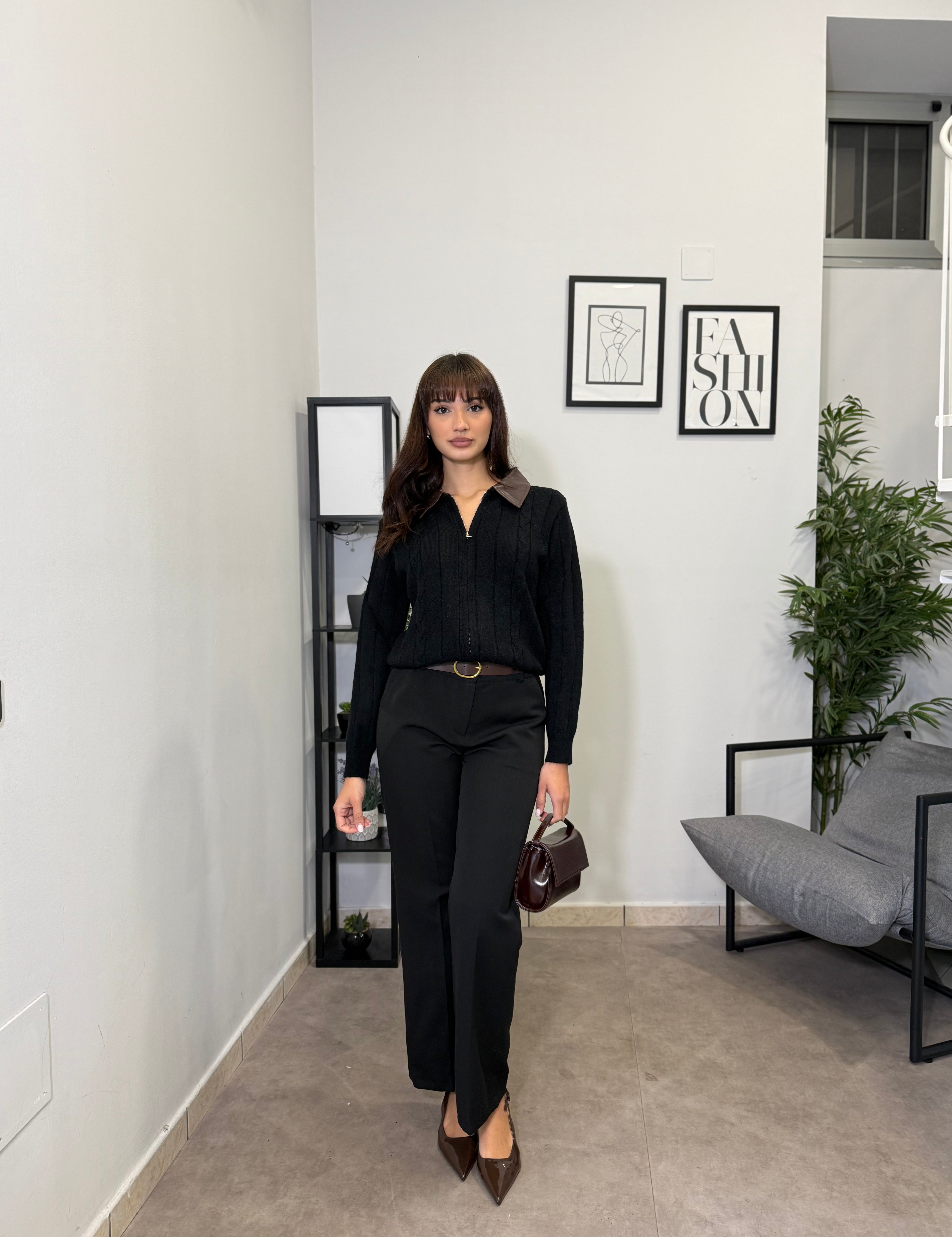 Pantalone in monolana - nero 336