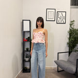 Crop Top Pink Flowers 7251