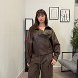 Giubbotto Ecopelle Oversize - Brown 1211
