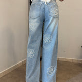 Jeans Flowers Strass 5037