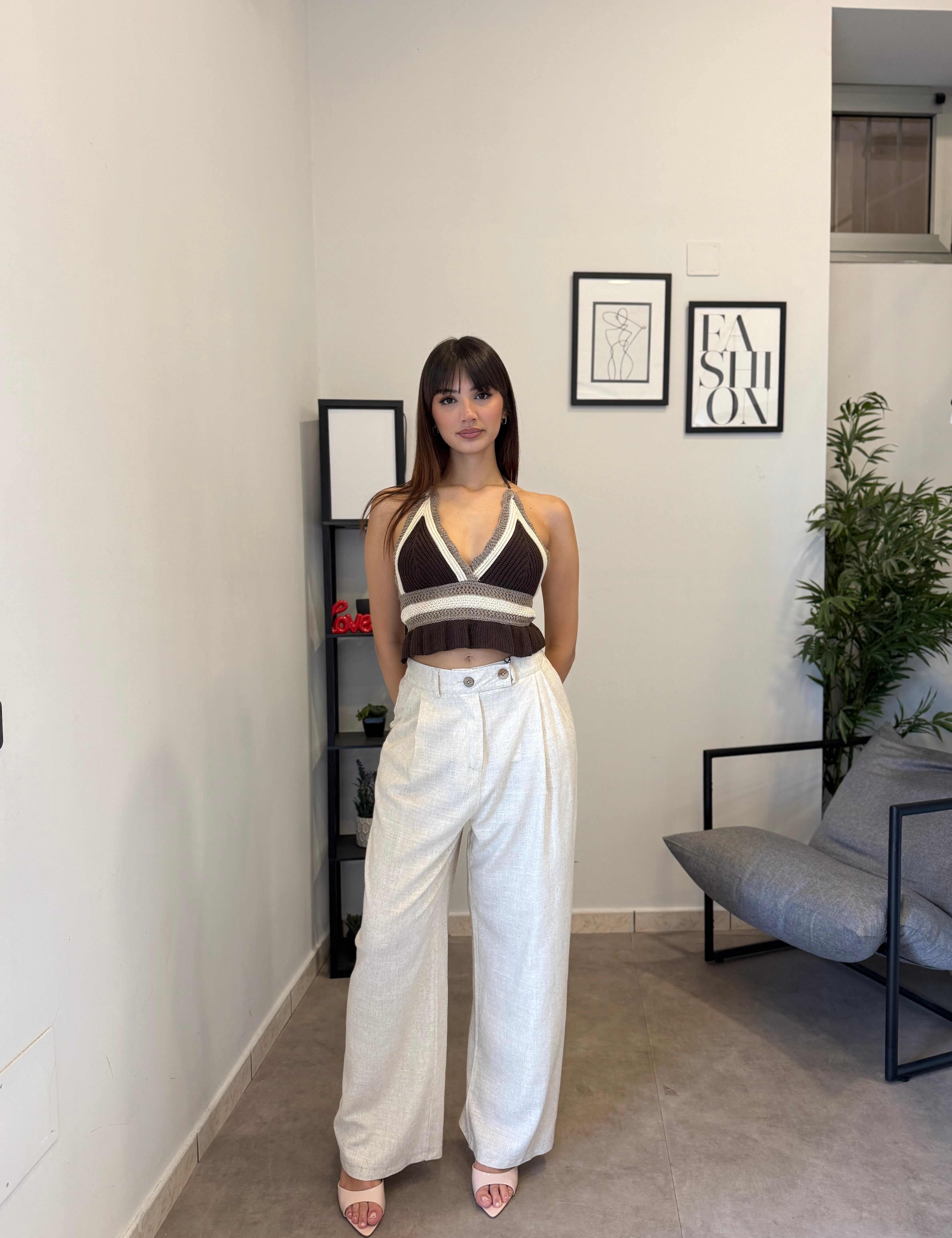 Pantalone in misto lino 5845
