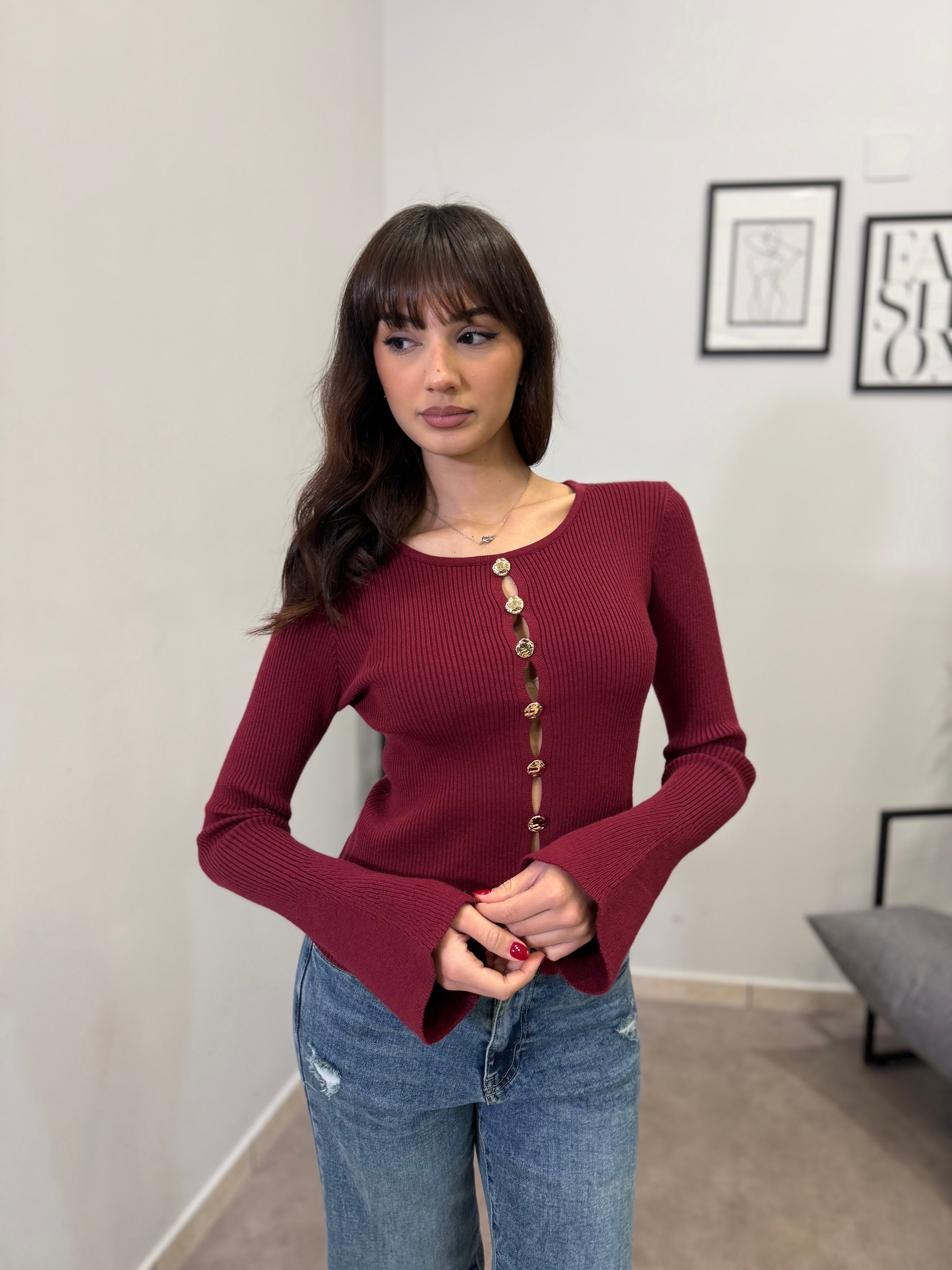 Maglia con bottoni oro 9727