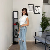 Jeans Wide Leg con strappi 8657