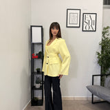 Blazer con Cintura Giallo - 3871