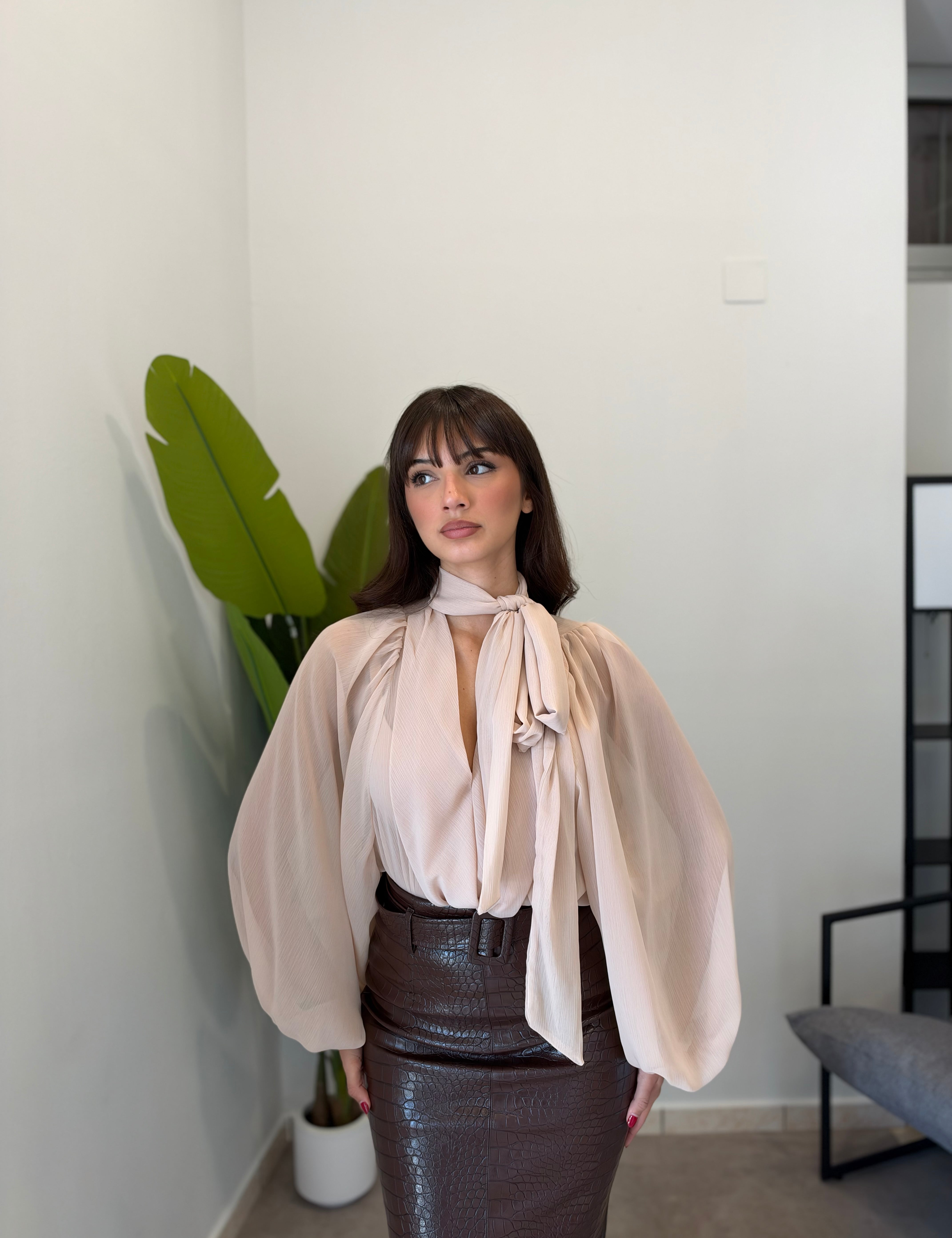 Camicia velata con fiocco 2117