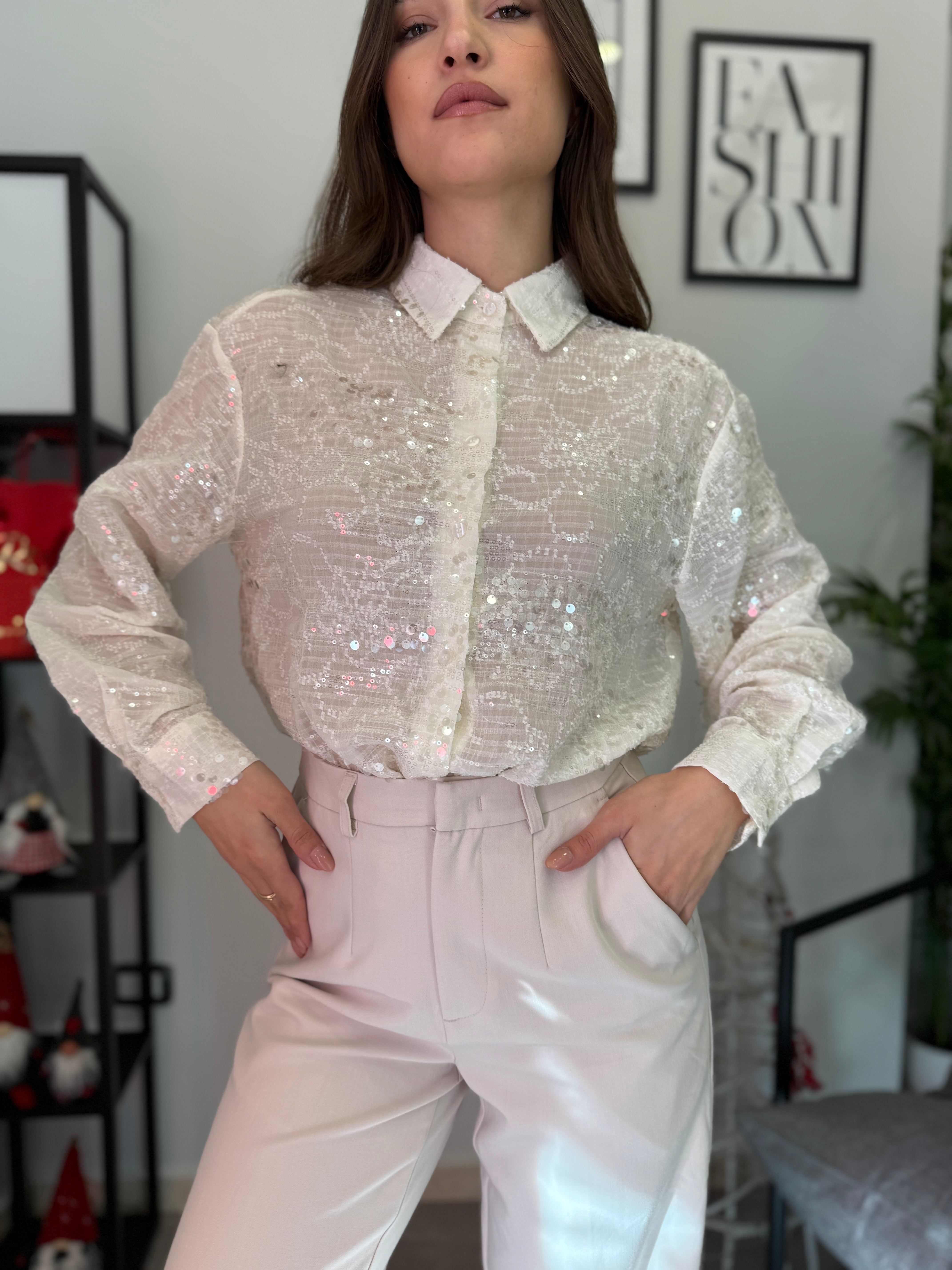 Camicia Ecrù Strass