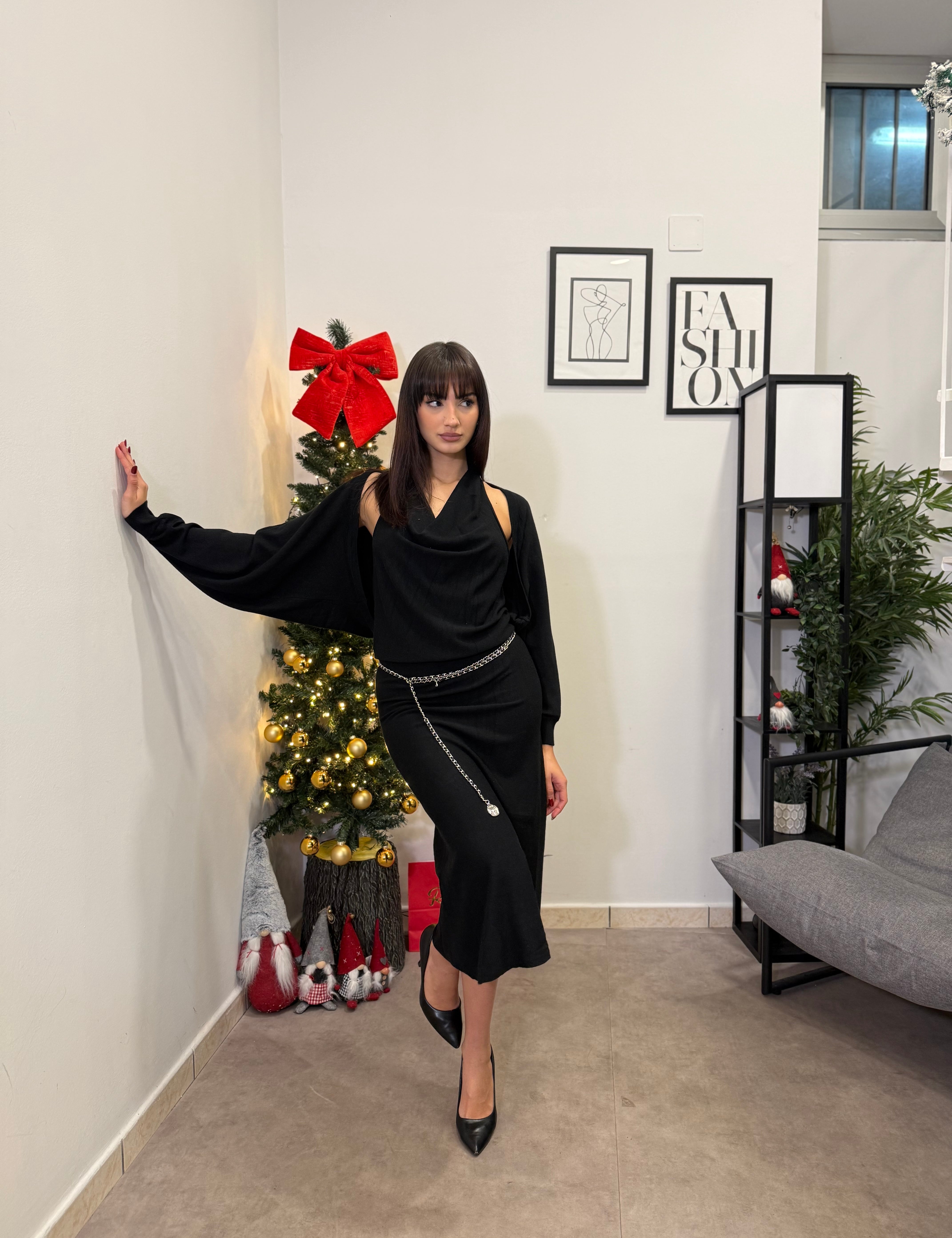 Abito Midi con coprispalle 828