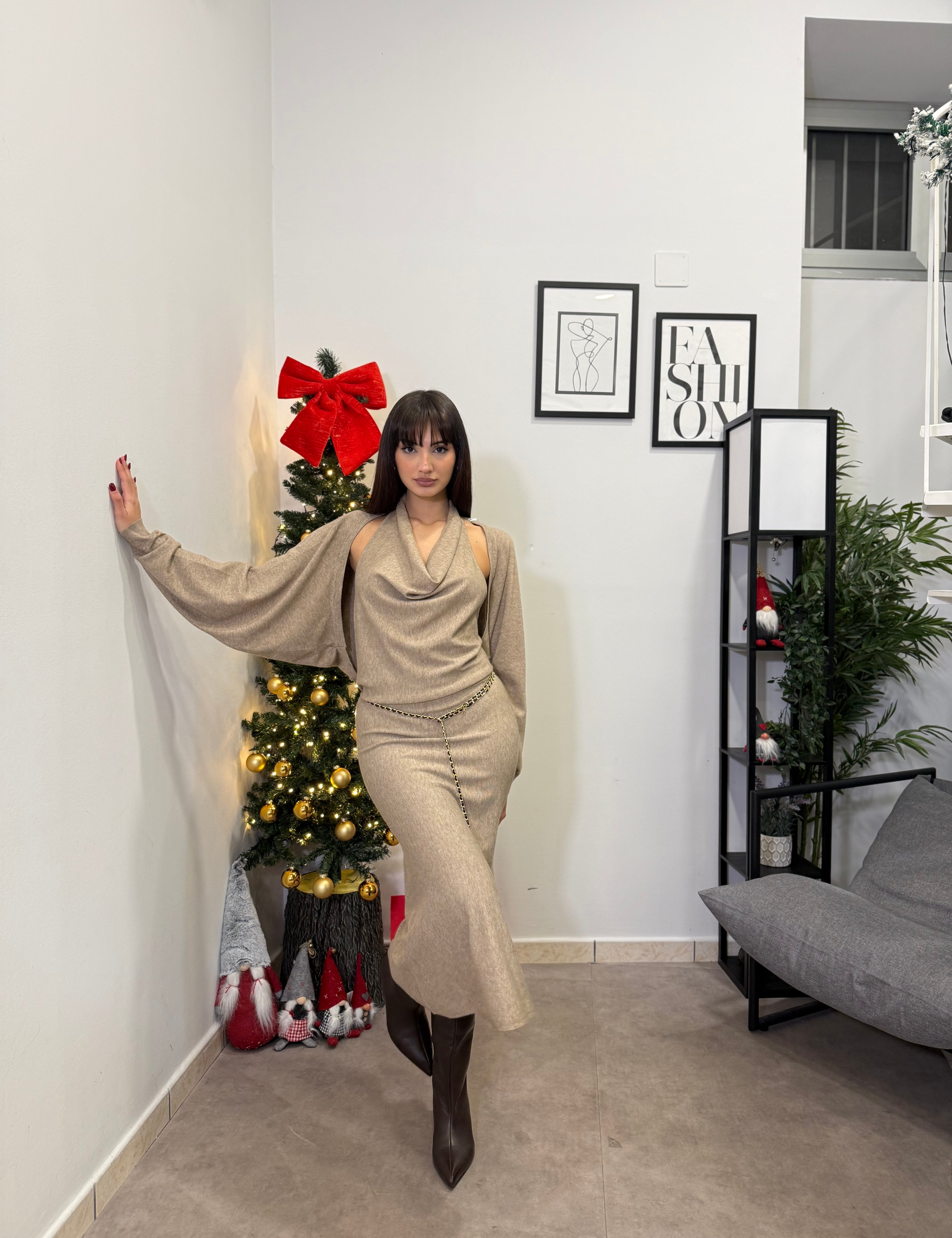 Abito Midi con coprispalle 828