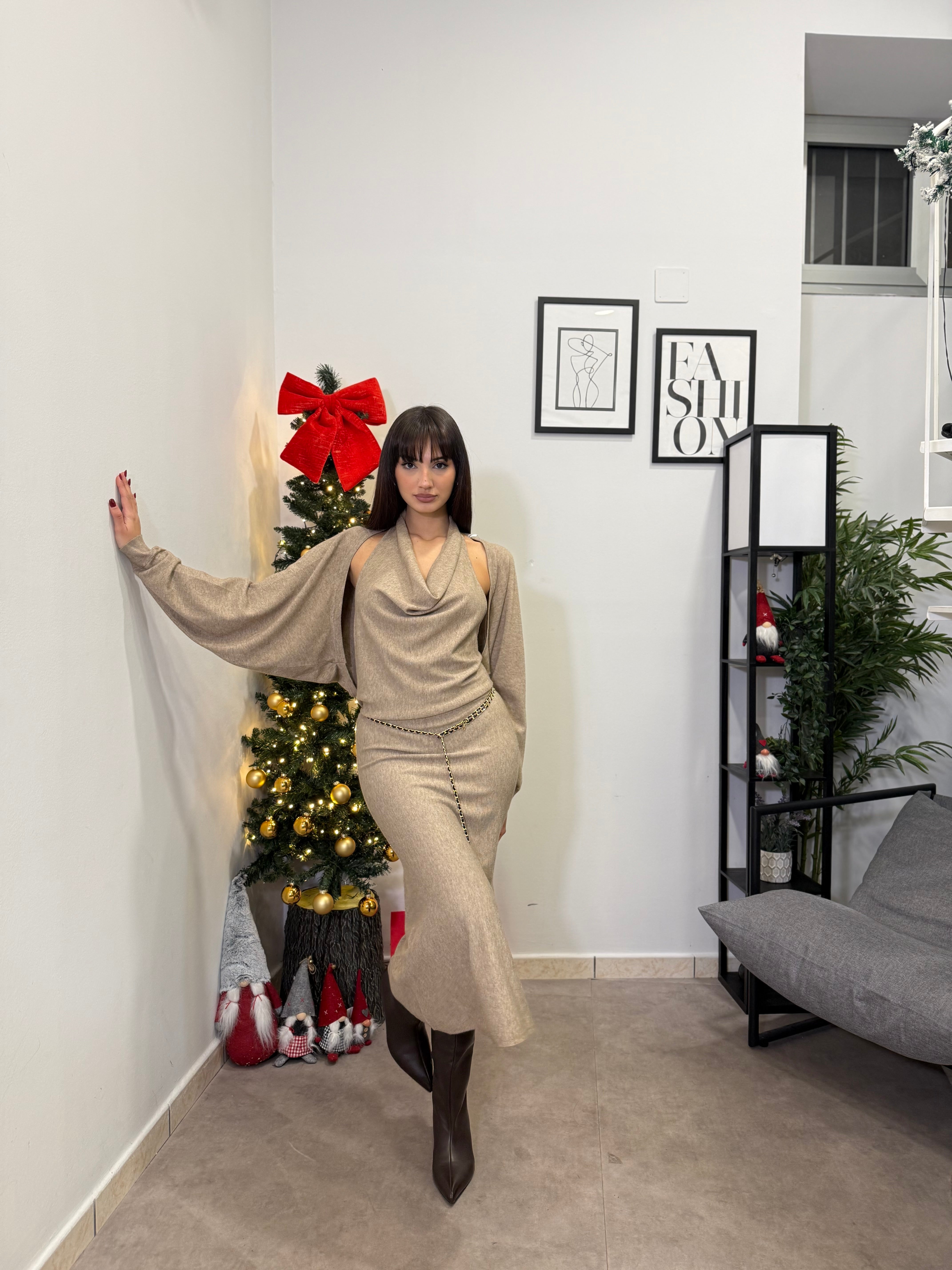 Abito Midi con coprispalle 828