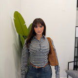 Camicia Crop a quadri 9761