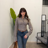 Camicia Crop a quadri 9761