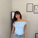 Maglia Crop con scollo a barca 1457