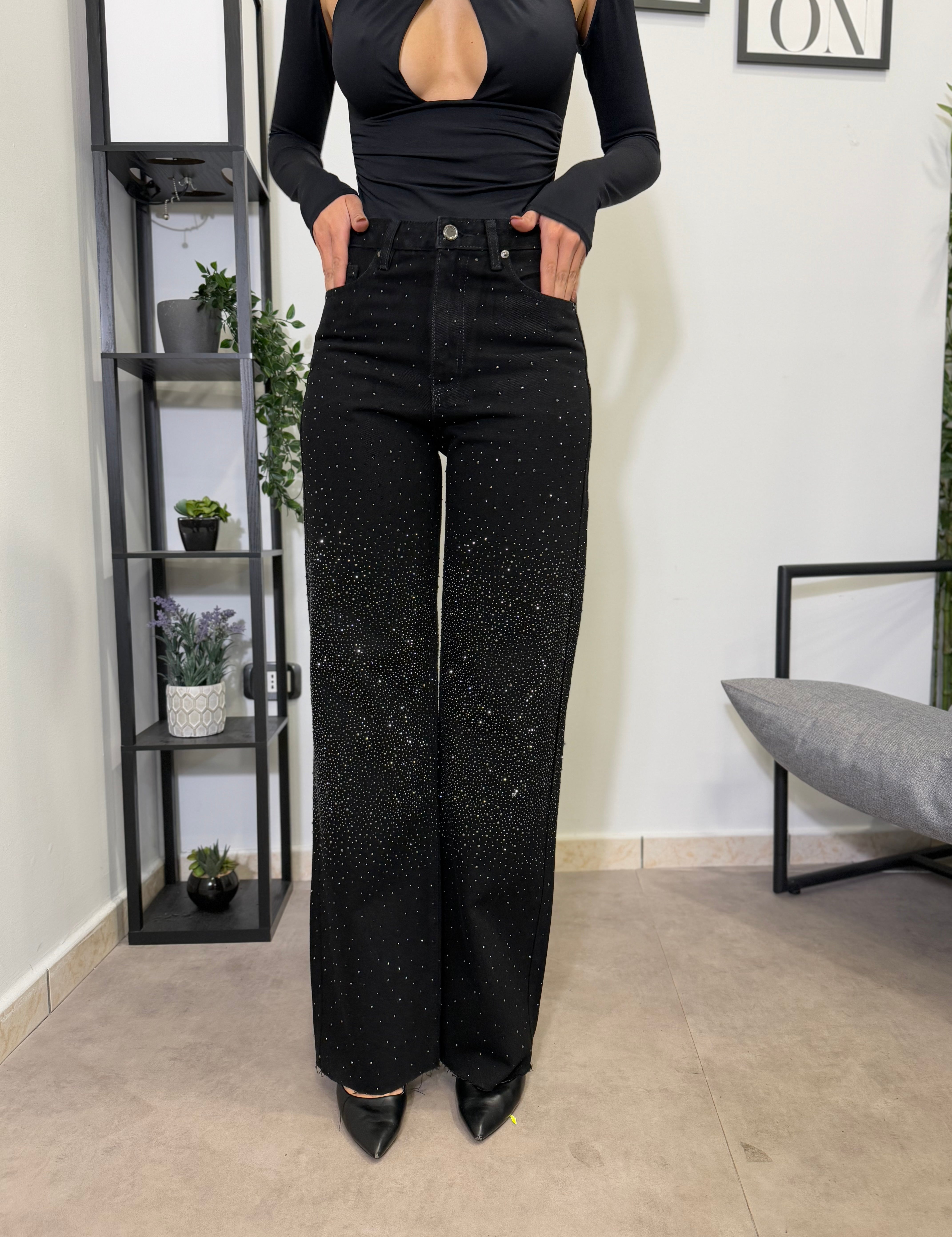 Jeans Black strass 2074