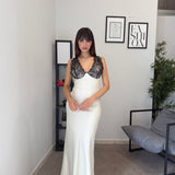 Abito Satin con pizzo 3099