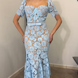 Abito in Macramè Livia - Azzurro 3934