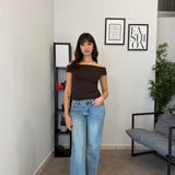 Maglia Crop con scollo a barca 1457