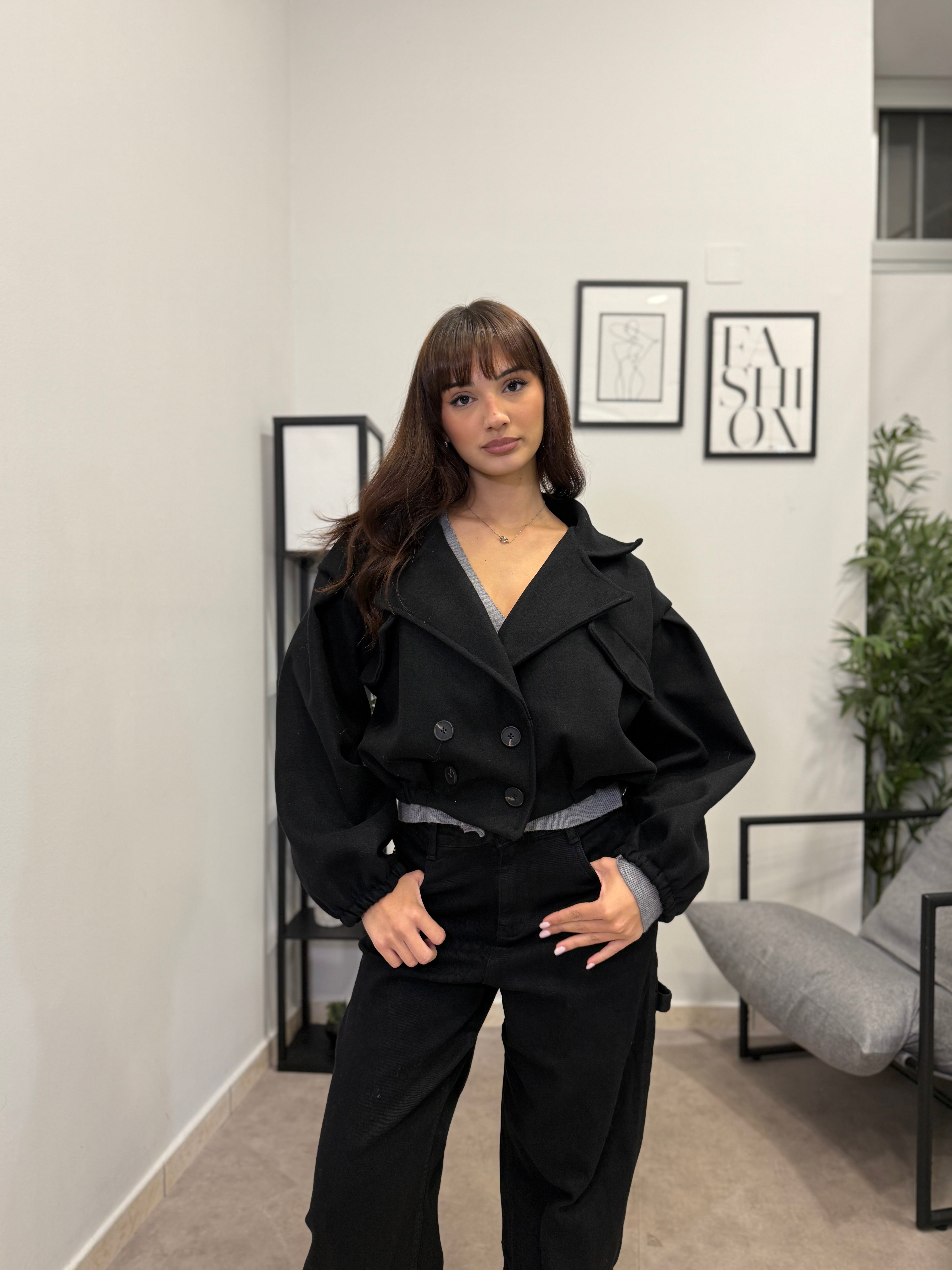 Cappotto Crop in panno 9248