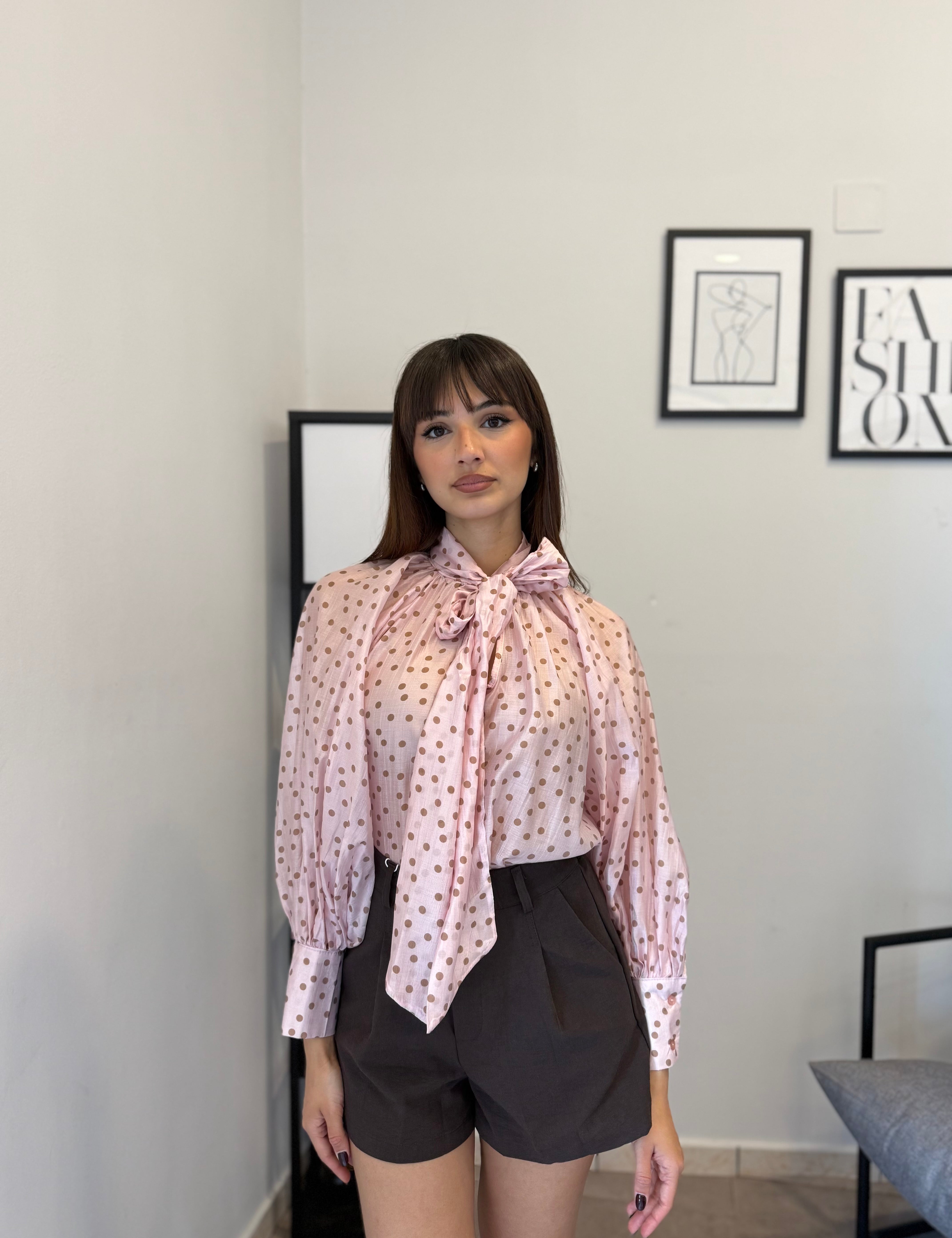Camicia a pois - Rosa 20003