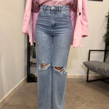 Jeans Wide leg Strappi 8656