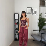 Pantalone Effetto Satin - Bordeaux 2420