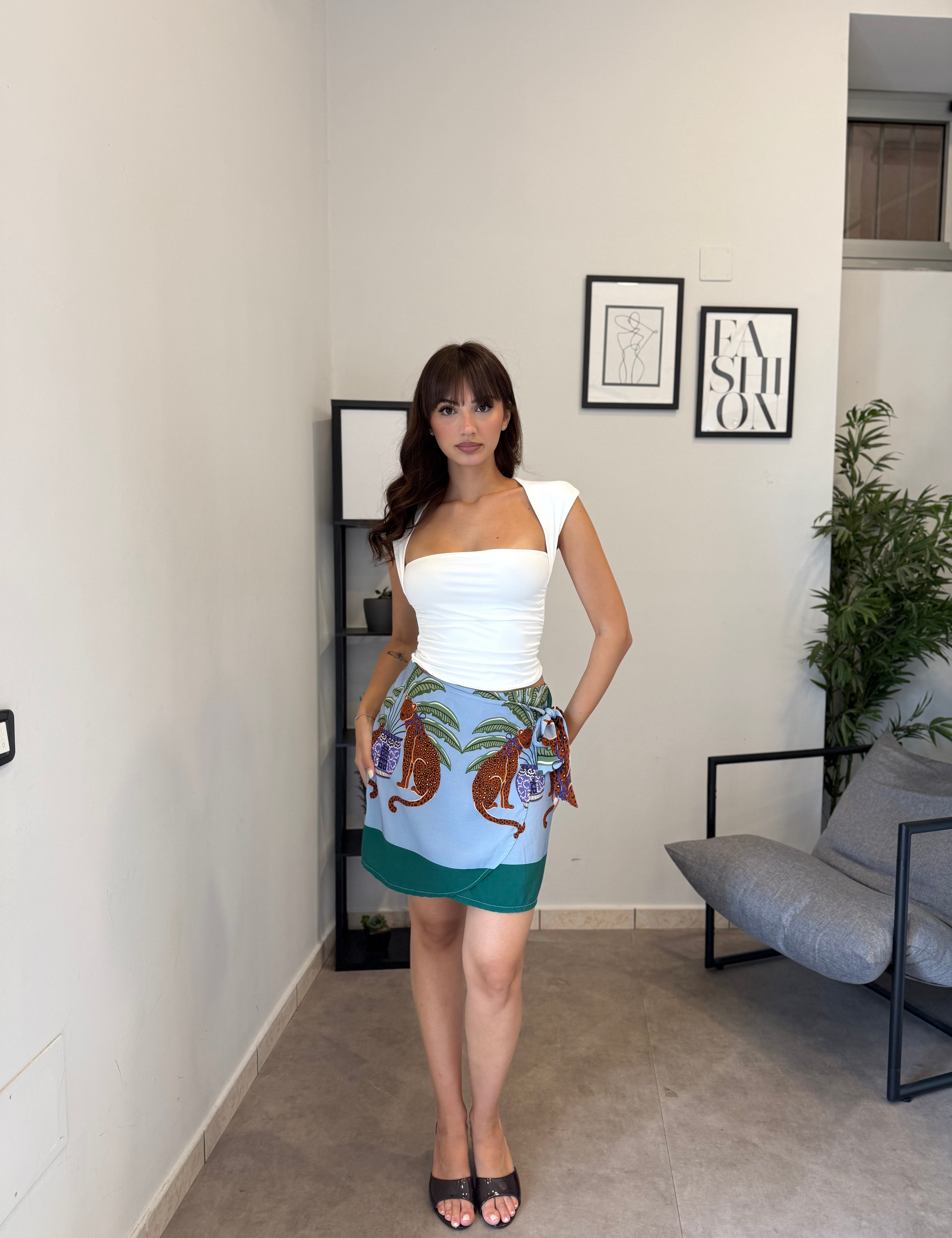 Crop Top scollo quadro 7858