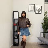 Giubbotto Ecopelle Corto - Brown
