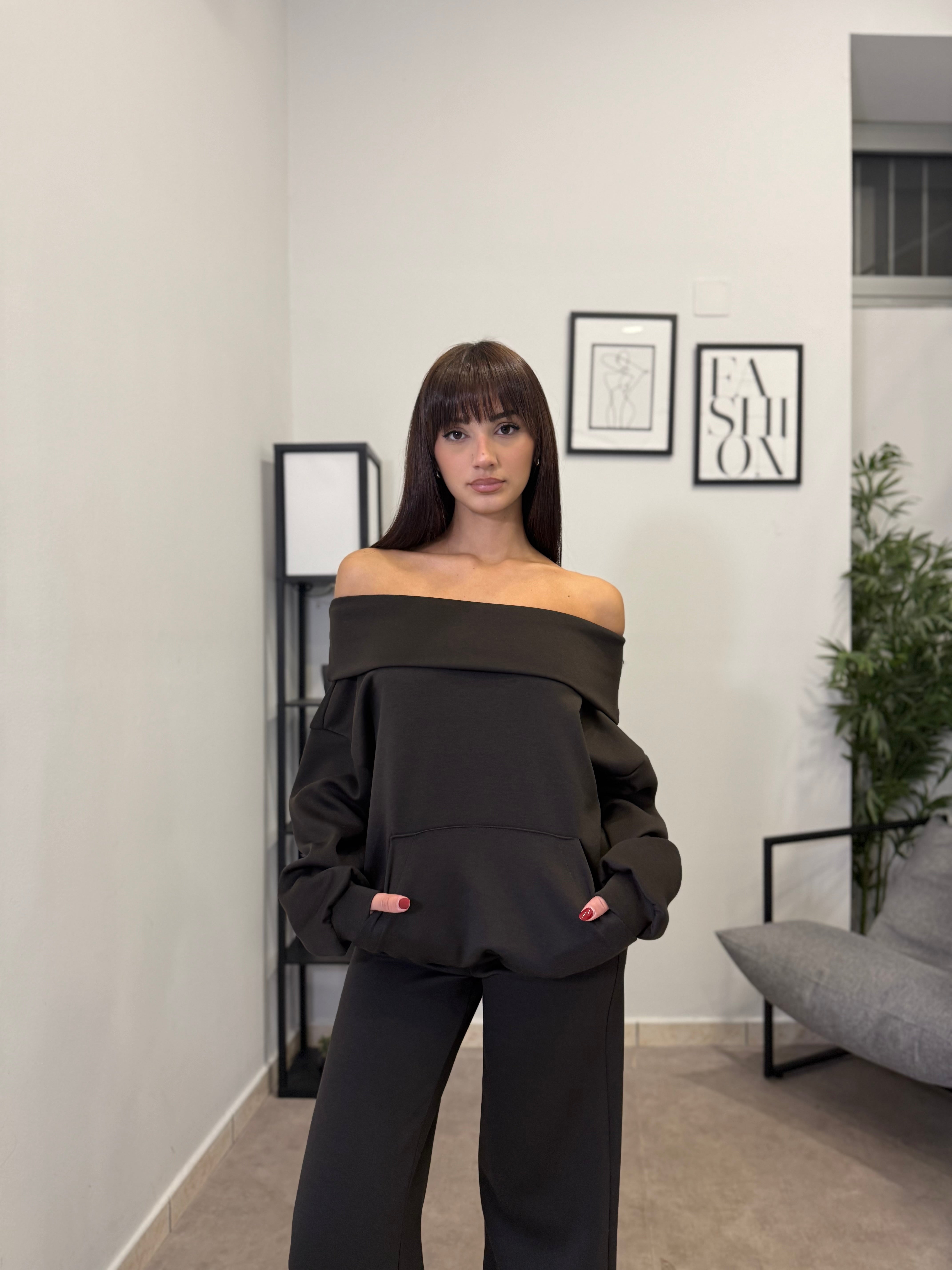 Felpa con scollo a barca 9703