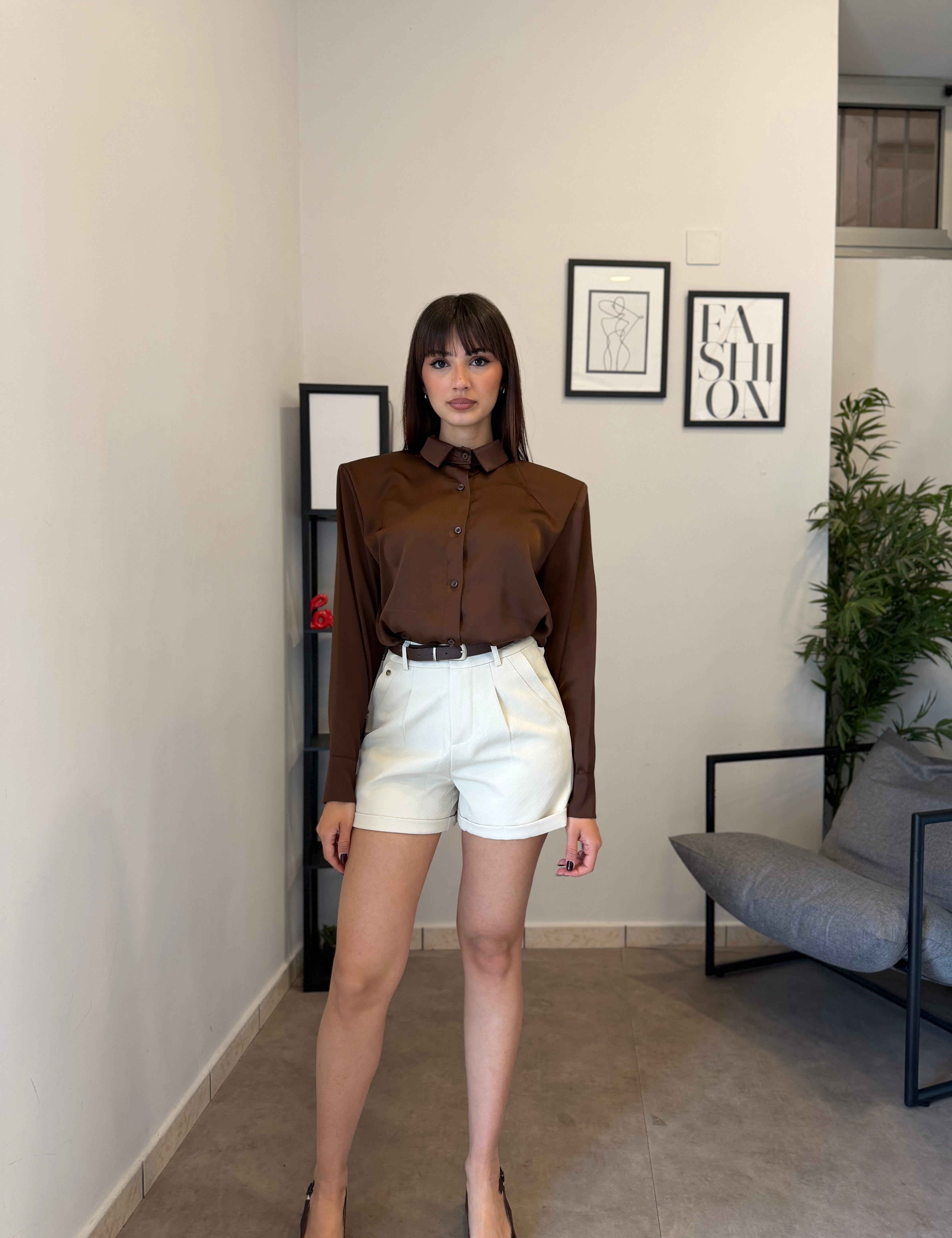 Camicia in Raso - Brown 648