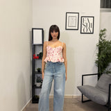 Crop Top Pink Flowers 7251