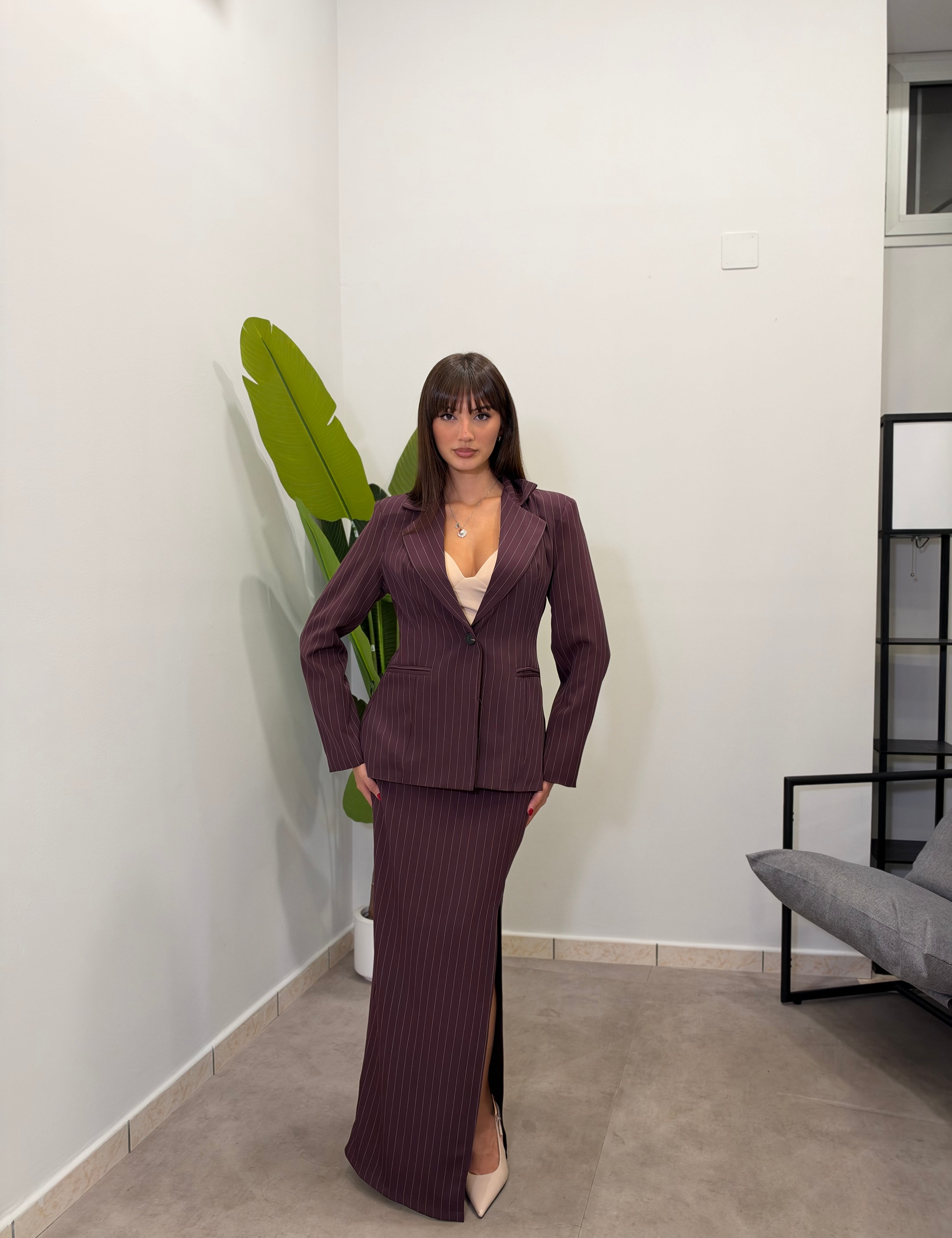 Tailleur Gessato con Gonna 6705