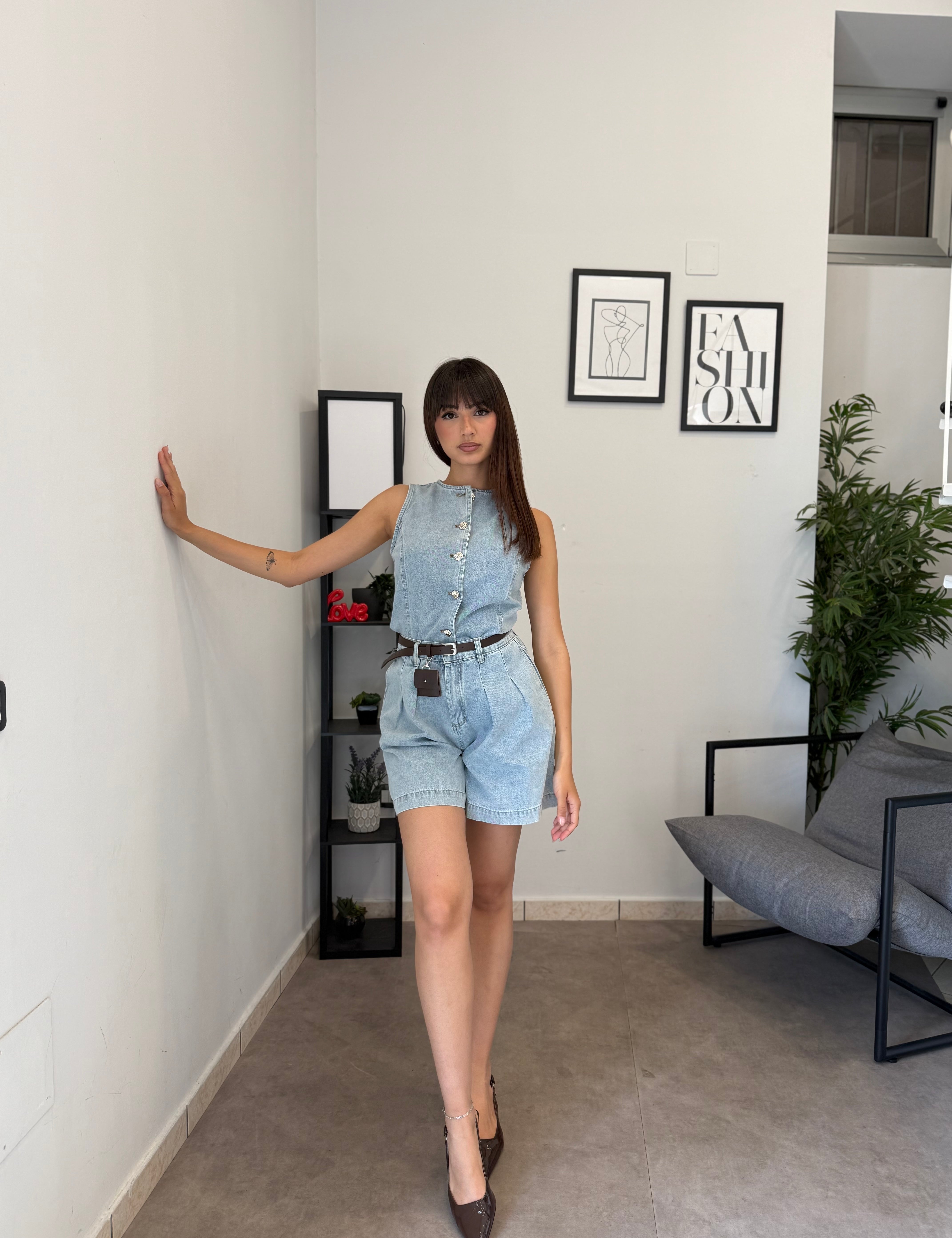 Set-Coordinato in denim Chiaro 2759