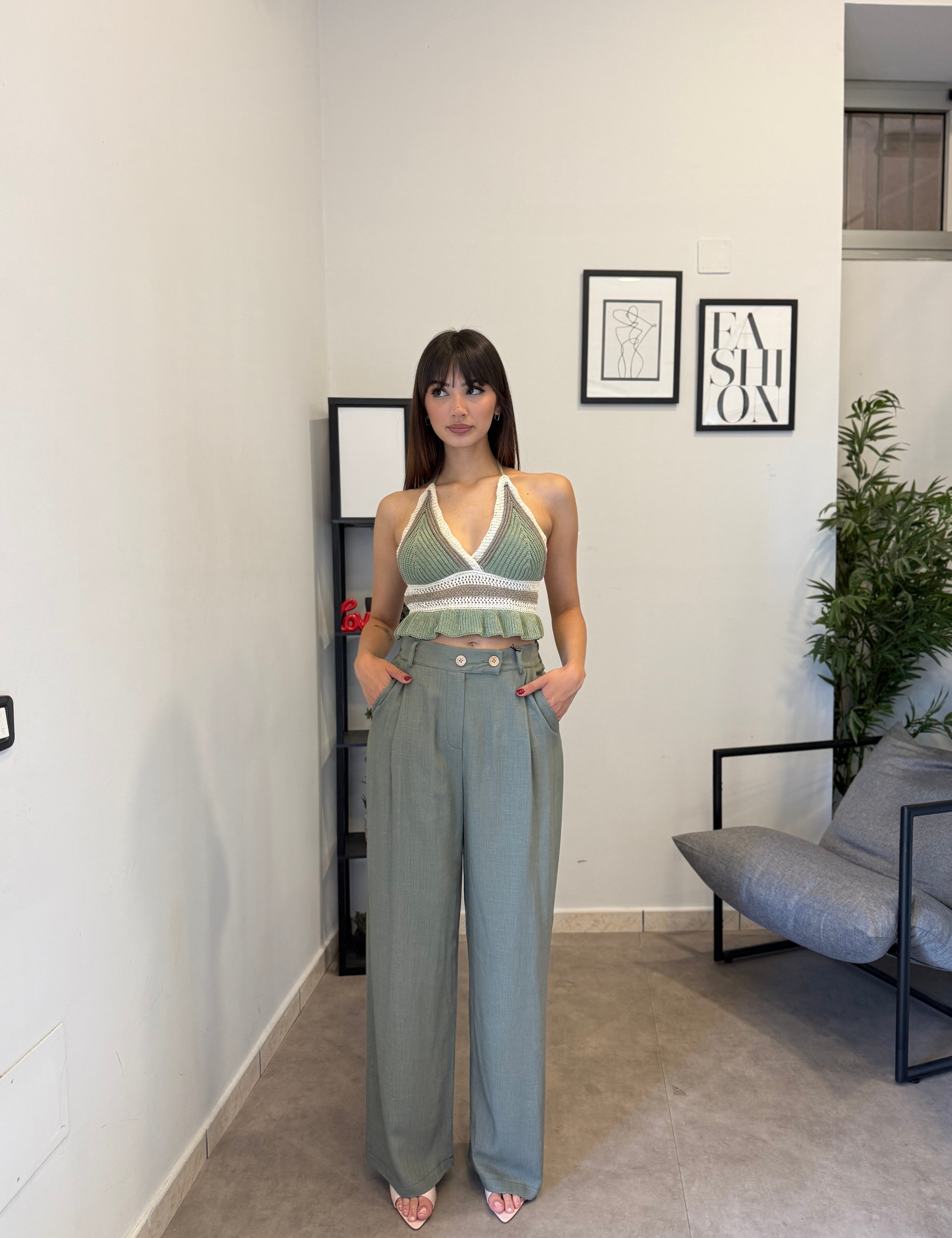 Pantalone in misto lino 5845