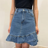 Gonna in denim con rouches 2033