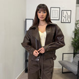 Giubbotto Ecopelle Oversize - Brown 1211