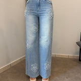 Jeans Flowers Strass 5037