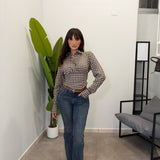 Camicia Crop a quadri 9761