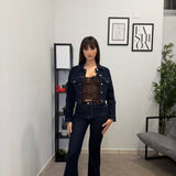 Giacca Crop in Jeans scuro 876