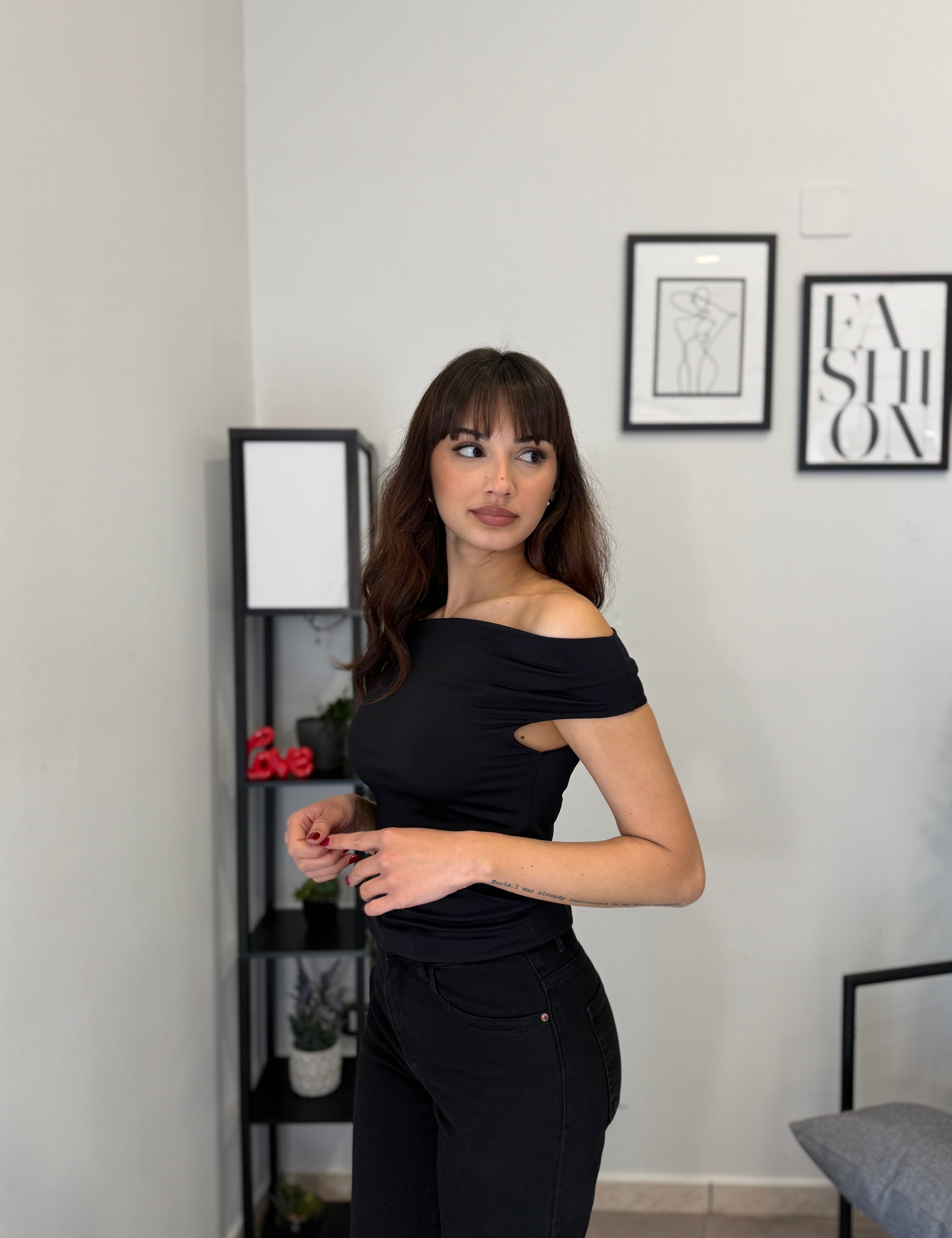 Maglia Crop con scollo a barca 1457