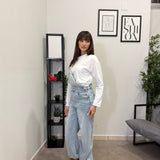 Salopette in denim chiaro 8038