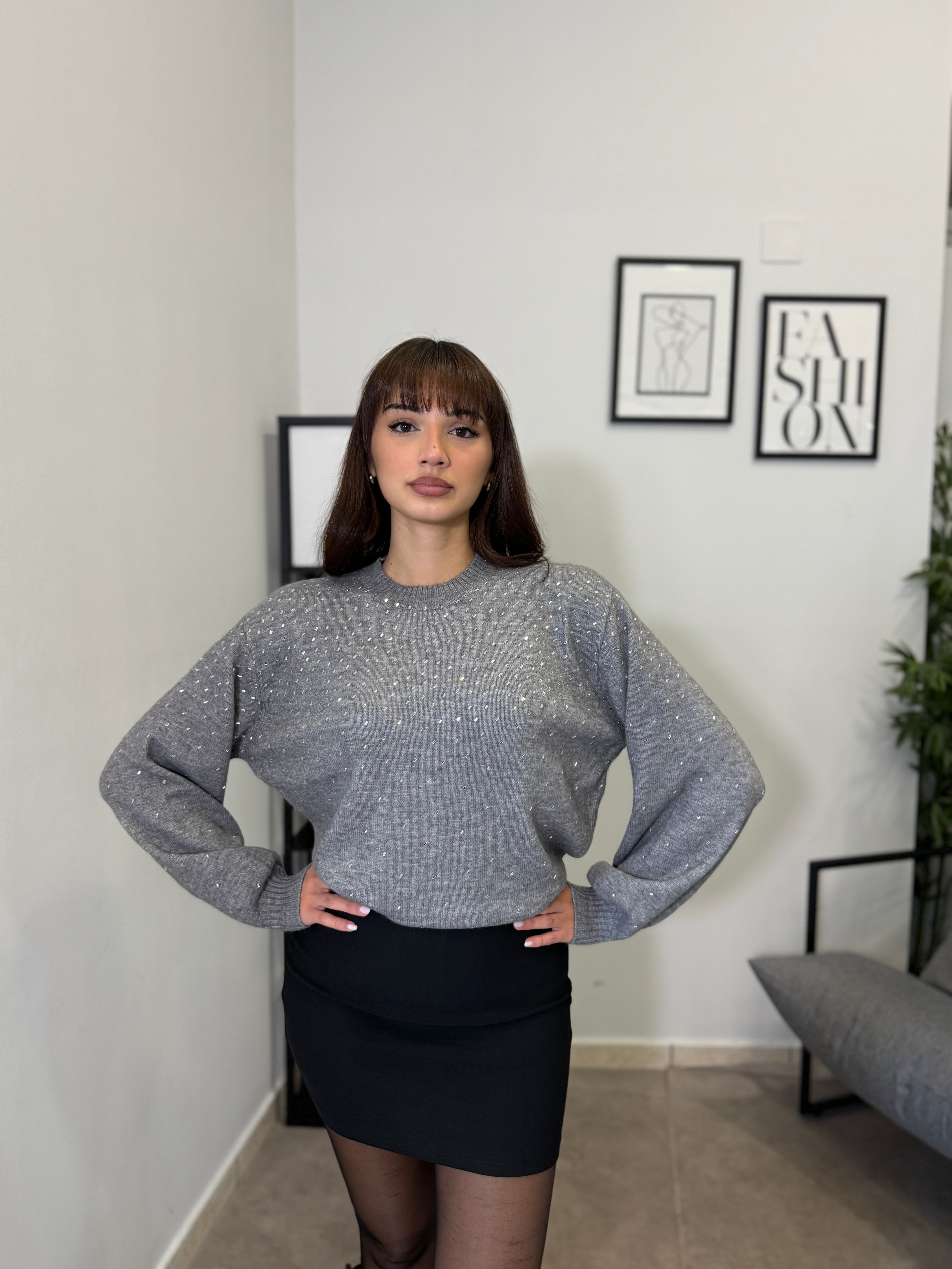 Pull con applicazioni strass 8314